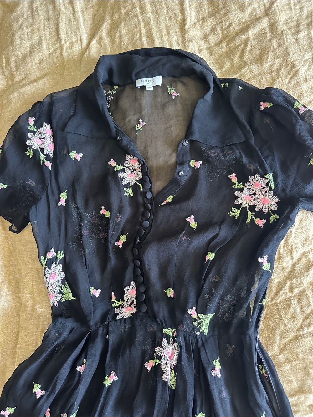 🇬🇧 Ghost London sheer floral embroidered maxi dress, XXS, size 0